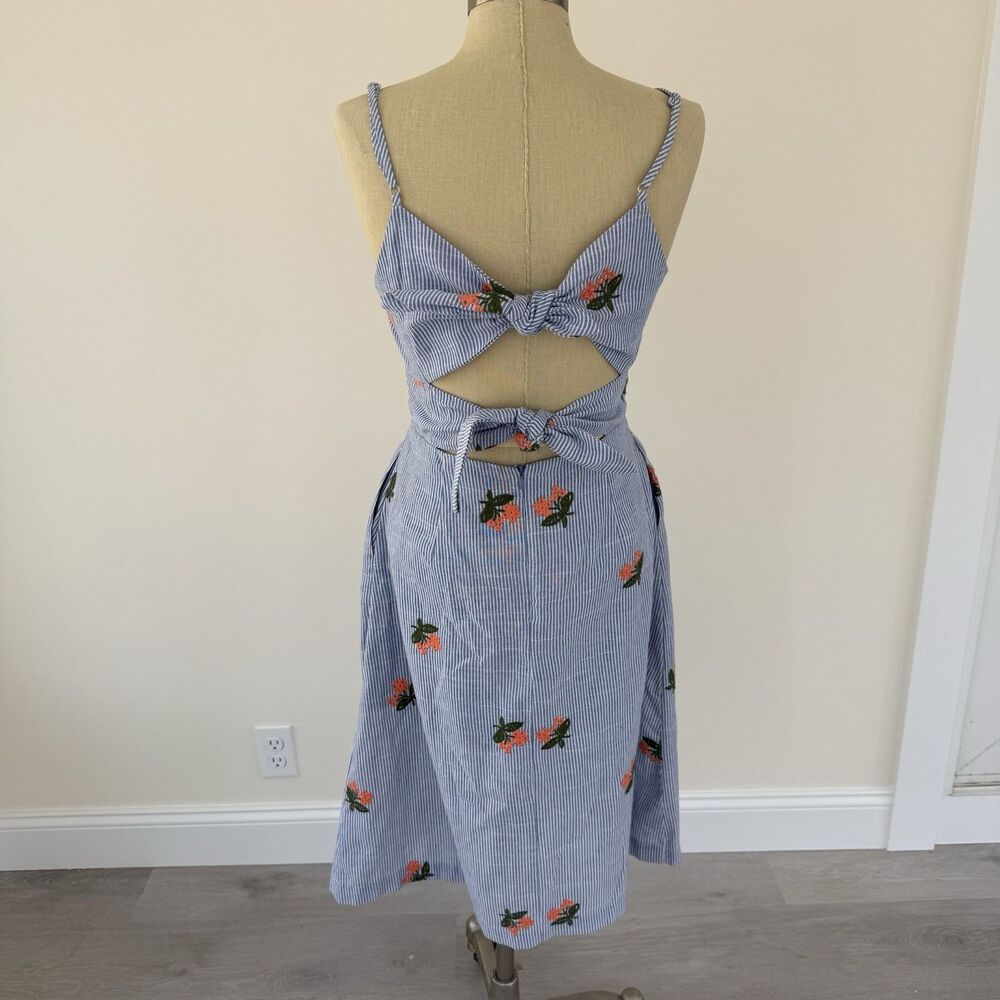 JOA Just One Answer Dress Striped Size M Coastal Cowgirl Embroidered Flowers - Picture 6 of 12